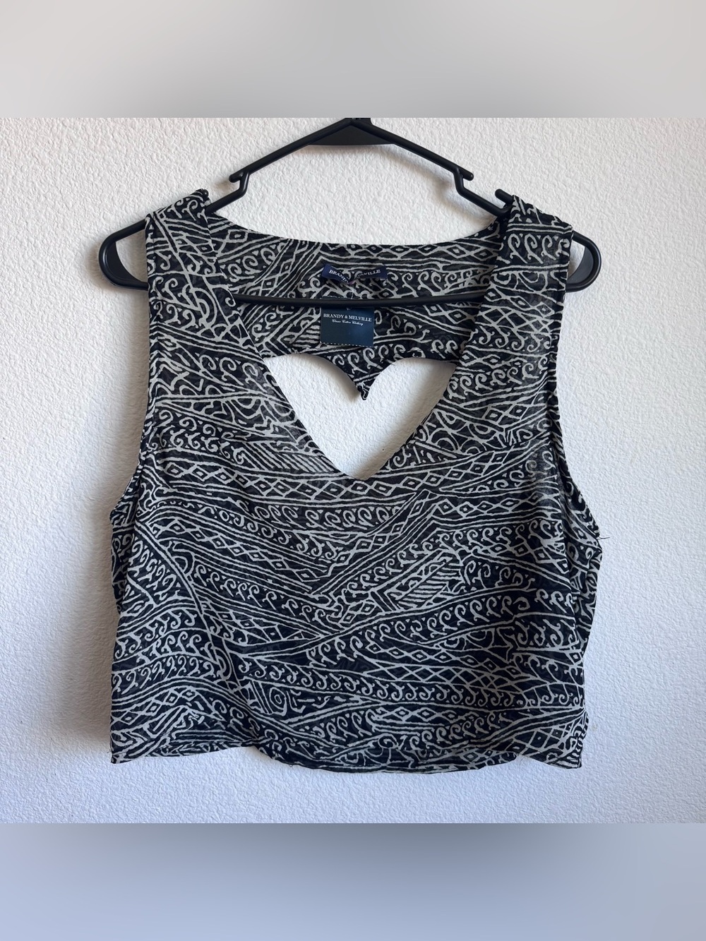 NWT Brandy Melville chiffon heart open back tank top one size small
